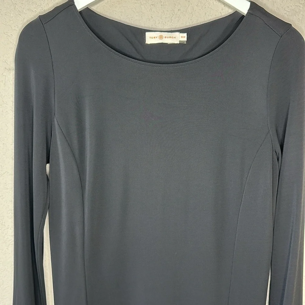 Tory Burch Foster Ruffle Hem Shift Dress Long Sleeve‎ Black Size Medium